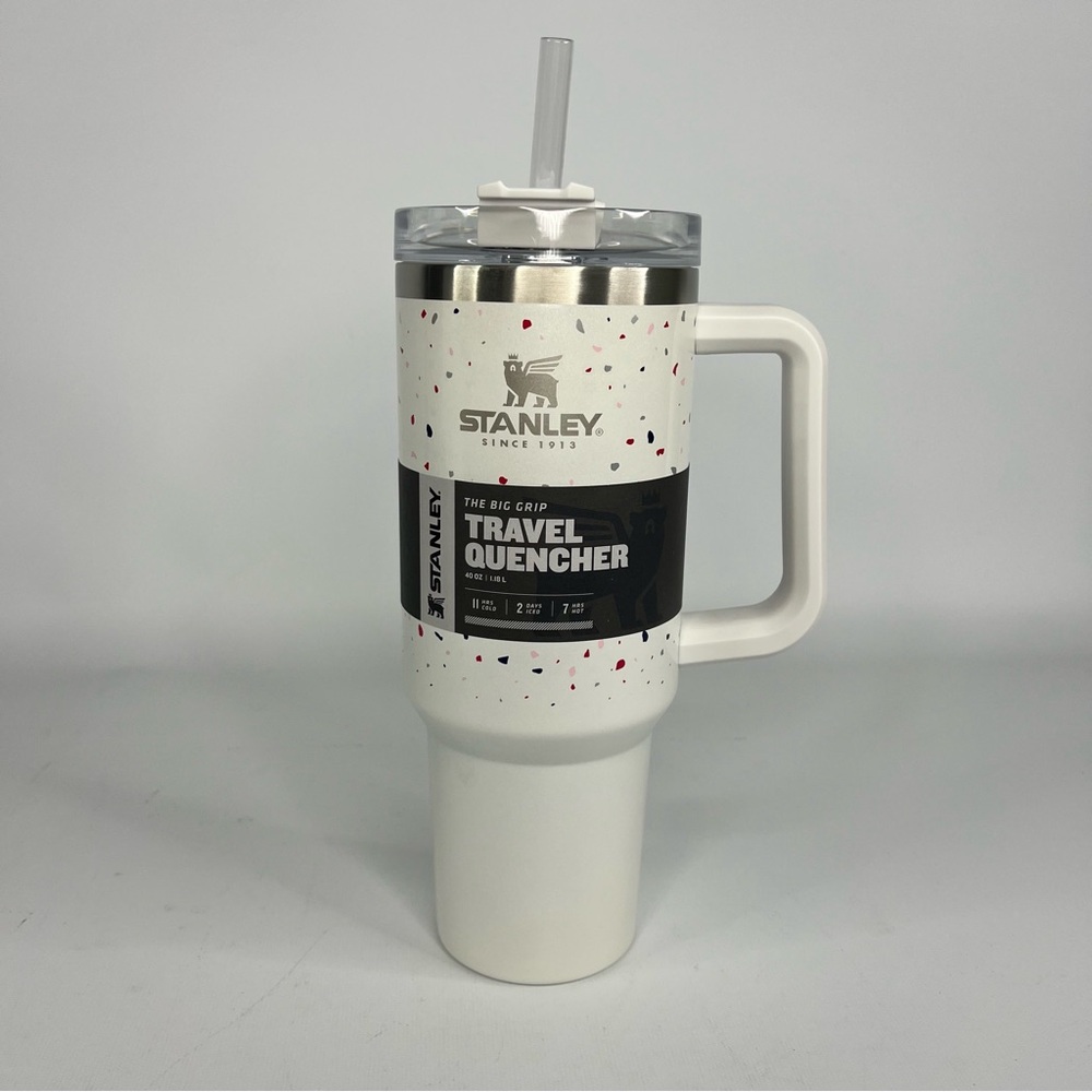Stanley 40 oz Big Grip Adventure Quencher Tumbler Terrazzo Pearlescent White
